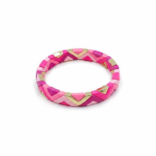 Pembe Renkli Zigzag Desenli Bileklik
