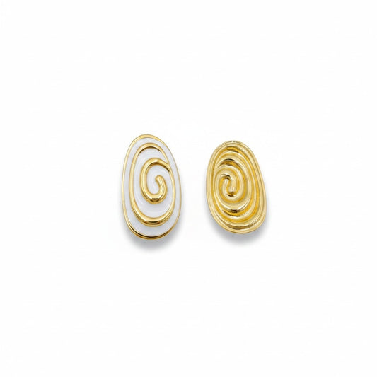 Beyaz Spiral Görünümlü Küpe