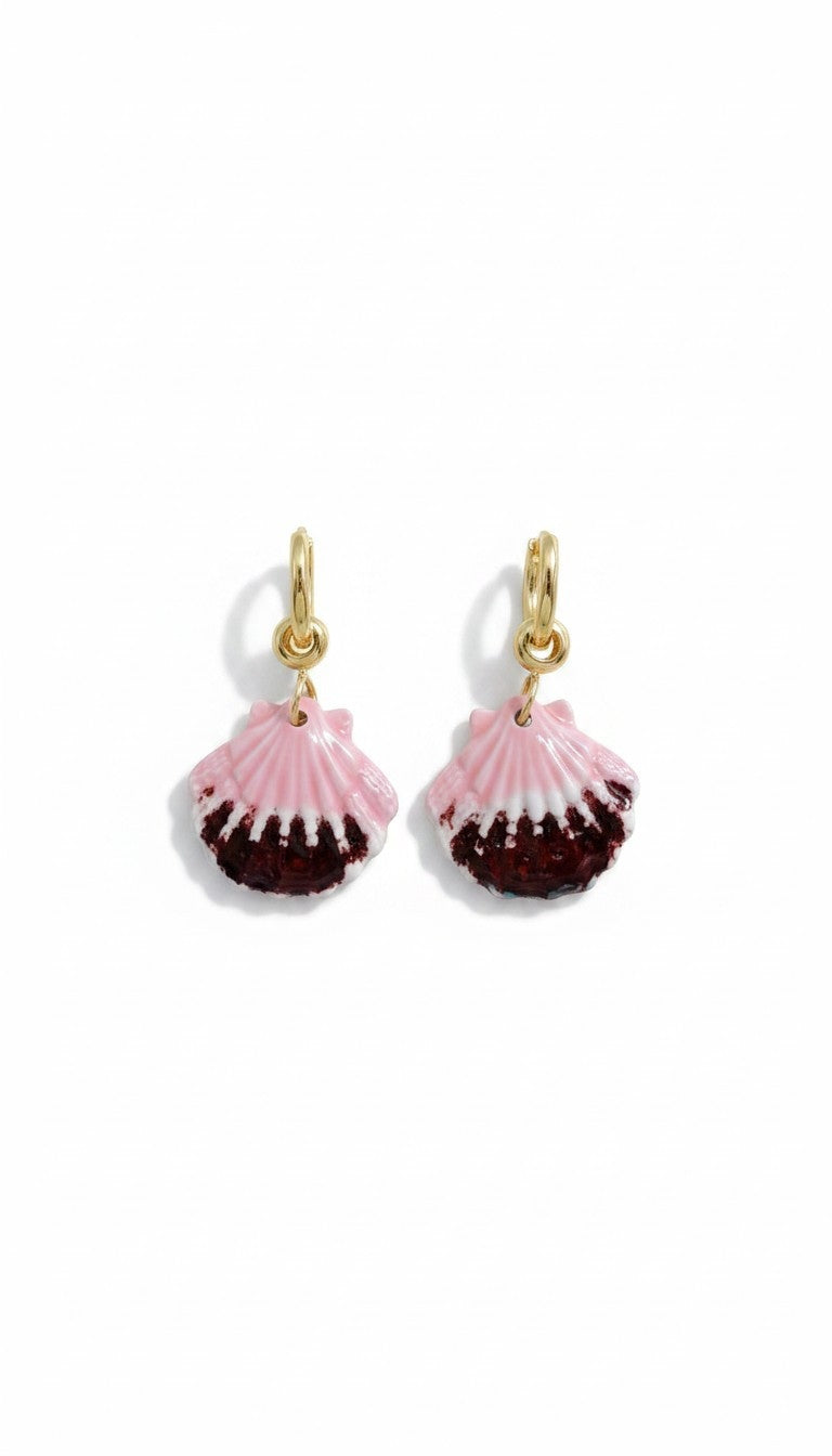 Pembe Sallantılı İstiridye Küpe
