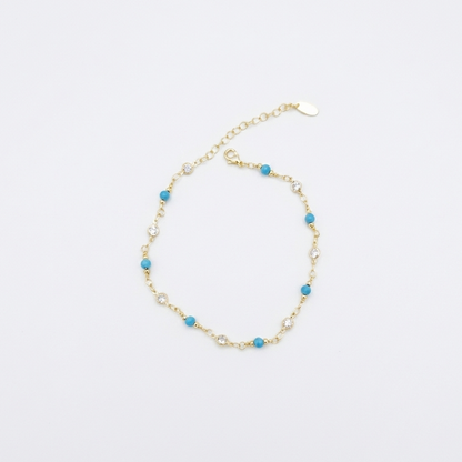 Mavi Boncuklu Gold Halhal