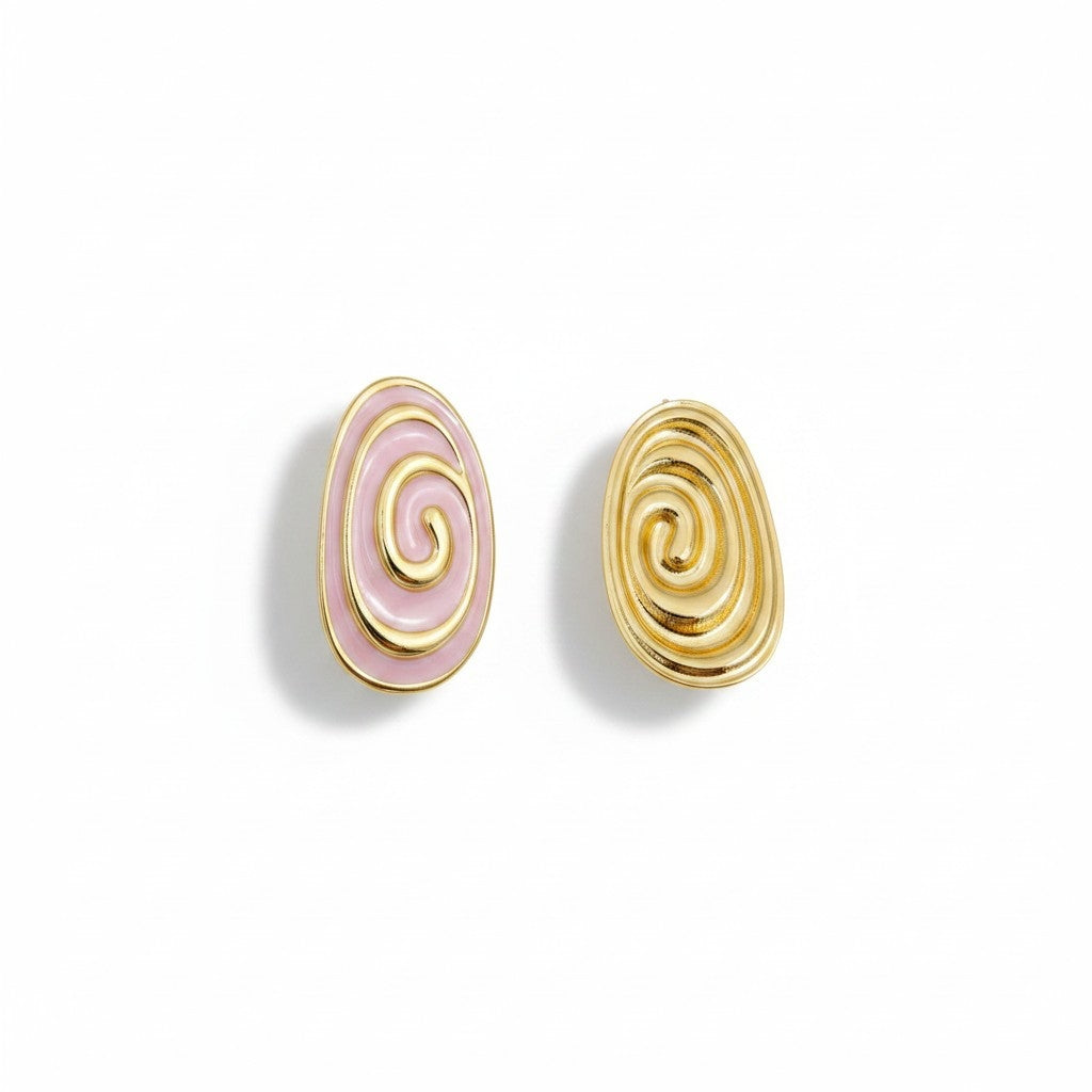 Pembe Spiral Görünümlü Küpe
