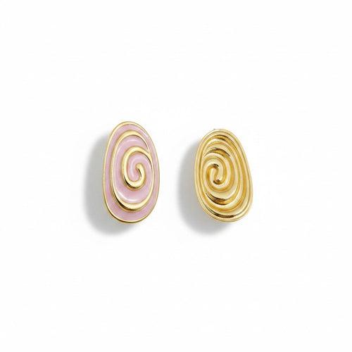 Pembe Spiral Görünümlü Küpe