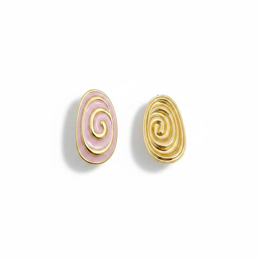 Pembe Spiral Görünümlü Küpe