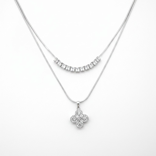 Silver Yonca 2'li Kolye