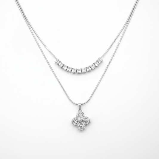 Silver Yonca 2'li Kolye