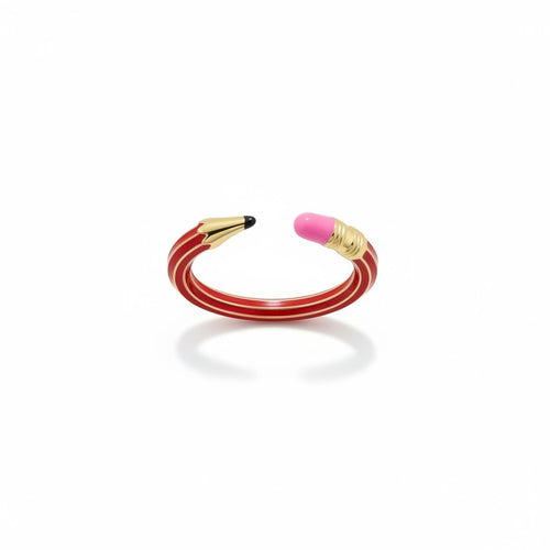 Kırmızı Renkte Kalem Şeklinde Yüzük üzük