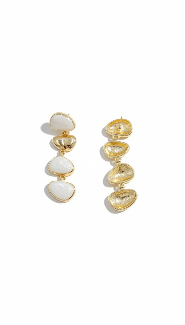 Beyaz Gold Sallantılı Küpe