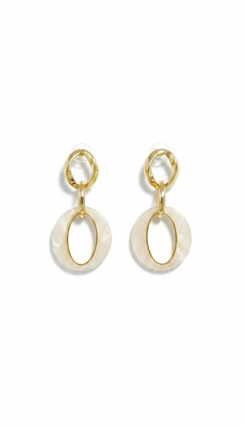 Krem Renkli Gold Küpe