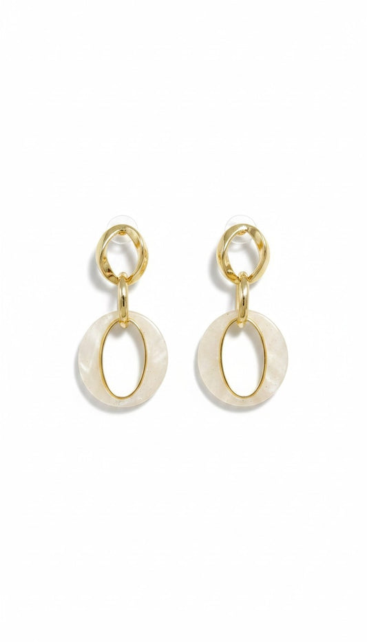 Krem Renkli Gold Küpe