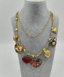 Rengarenk Kalp Detaylı Gold Marka Model Kolye