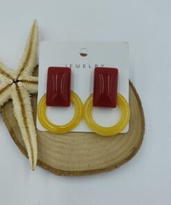 Kırmızı ve Sarı Renkte Küpe