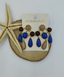 Renkli Boncuklardan Süslenmiş Gold Küpe