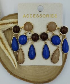 Alternative view of Renkli Boncuklardan Süslenmiş Gold Küpe