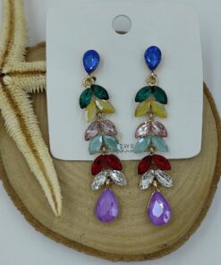 Alternative view of Rengarenk Taşlarla Süslü Gold Küpe