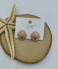 Pembe ve Gold Detaylı Küpe