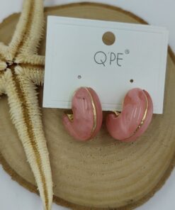 Alternative view of Pembe Ve Gold Detaylı Küçük Halka Küpe