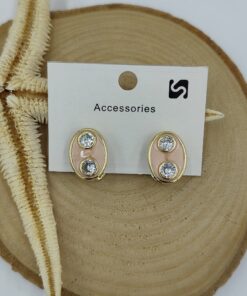 Alternative view of Taş Detaylı Açık Turuncu Gold Küpe