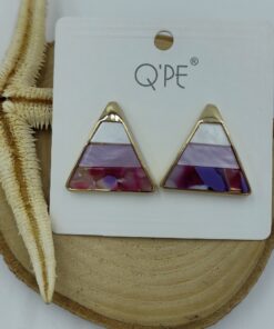 Alternative view of Mor ve Gold Detaylı Üçgen Küpe