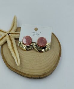 Pembe ve Gold Detaylı Küpe