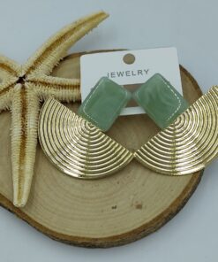 Alternative view of Yeşil Ve Gold Detaylı Küpe