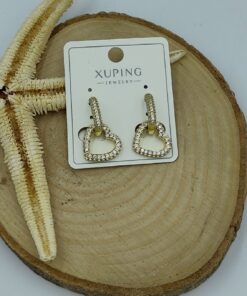 Alternative view of 14 K Taş Detaylı Kalp Küpe