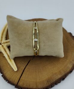 14 K 3 Taş Detaylı Kelepçe Bileklik