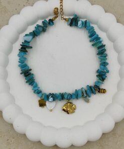 Mavi Boncuklu Çelik Halhal