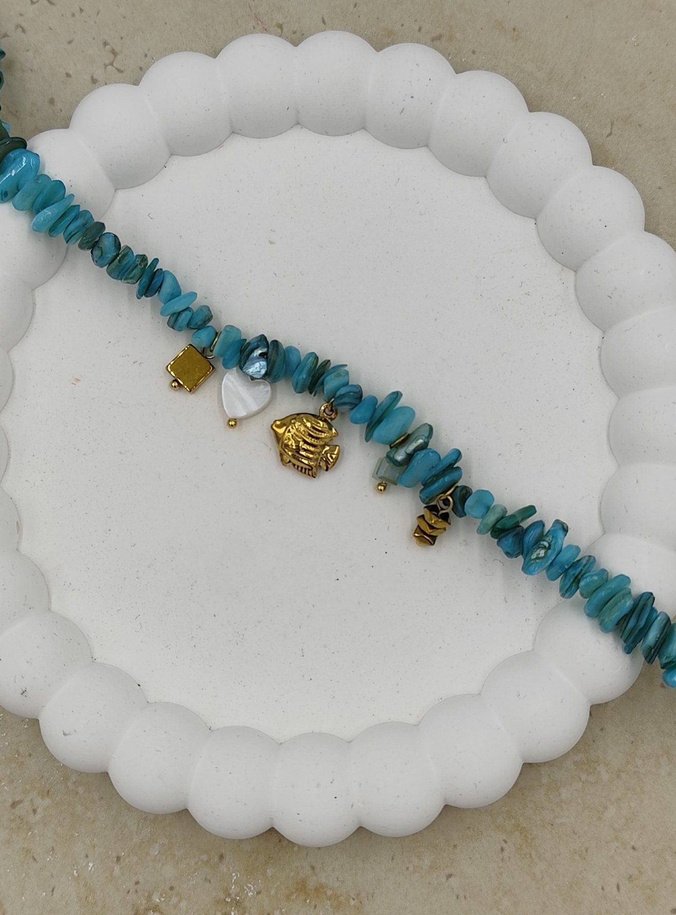 Mavi Boncuklu Çelik Halhal - Görsel 2