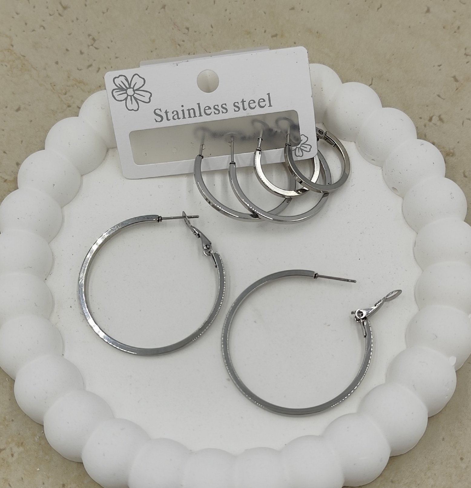 Gümüş Renkte 6'lı Çelik Halka Küpe