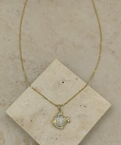 Alternative view of 14 K Taş Detaylı Balık Kolye Xuping