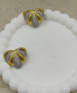 Alternative view of Taş Detaylı Kalp Küpe Gold