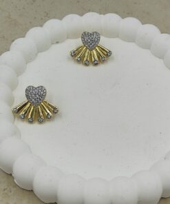 Alternative view of Taş Detaylı Kalp Küpe Gold