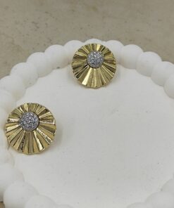 Alternative view of Taş Detaylı Yuvarlak Küpe Gold