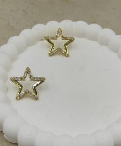 Alternative view of Taş Detaylı Yıldız Küpe Gold