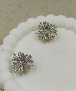 Gold ve Gümüş Renkte Güneş Temalı Küpe