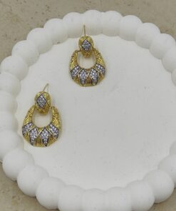 Alternative view of Taş Detaylı Gold Küpe