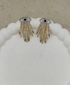 Alternative view of Taş Detaylı Göz Küpe Gold