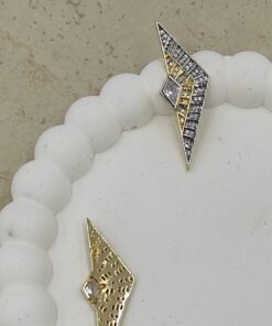 Taş Detaylı Geometrik Küpe Gold