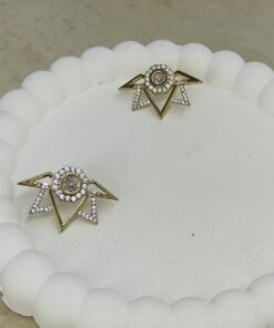 Alternative view of Taş Detaylı Geometrik Küpe Gold