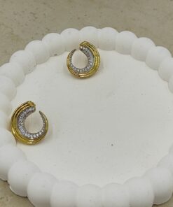 Alternative view of Taş Detaylı Dairesel Küpe Gold