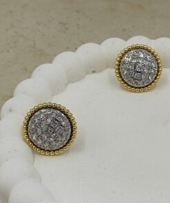 Taş Detaylı Yuvarlak Küpe Gold