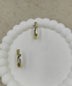 Alternative view of Taş Detaylı Kare Halka Küpe Gold