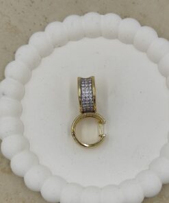 Alternative view of Taş Detaylı Küçük Halka Küpe Gold