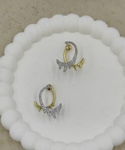 Alternative view of Gold ve  Gümüş Renkte Taş Detaylı Küpe