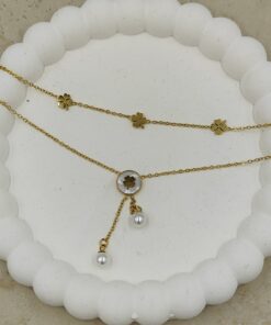 Yonca ve İnci Detaylı Çelik Halhal