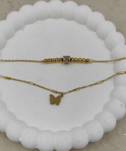 Kelebek Detaylı Çelik Halhal