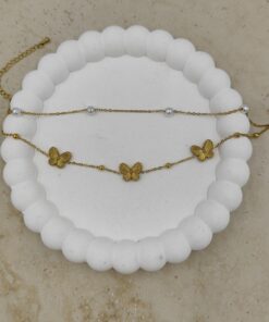 Alternative view of Kelebek ve İnci Detaylı Çelik Halhal