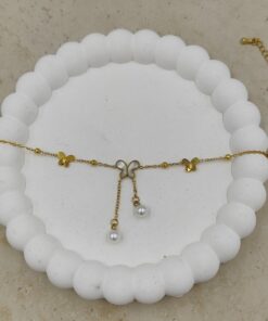 Alternative view of Kelebek ve İnci Detaylı Çelik Halhal