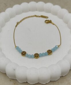 Alternative view of Mavi Boncuklu ve Hayat Ağacı Figürlü Çelik Halhal