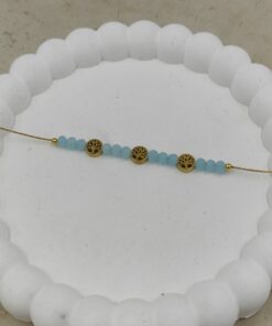 Mavi Boncuklu ve Hayat Ağacı Figürlü Çelik Halhal